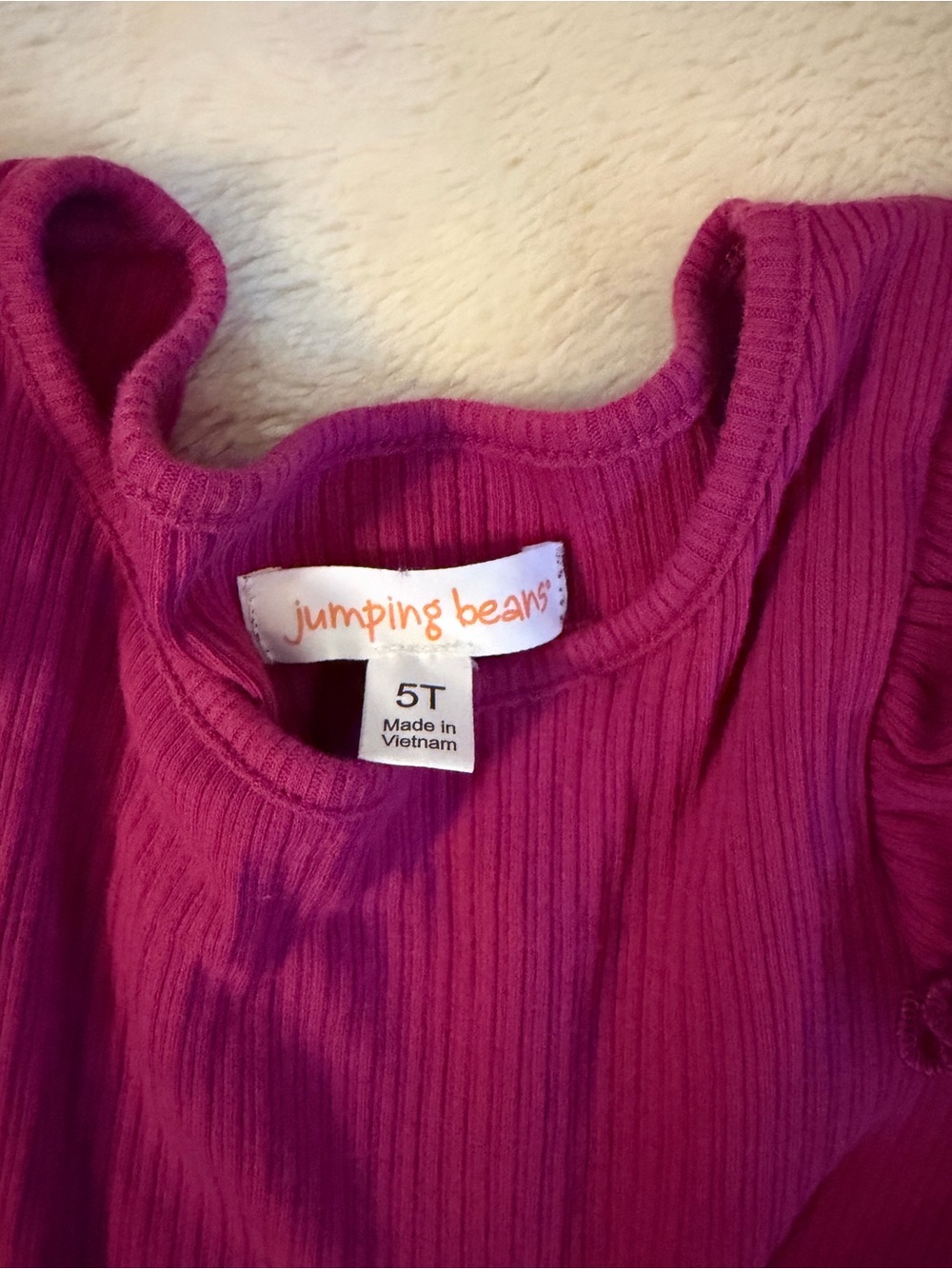 Jumping Beans Girls Berry Ribbed Ruffle Top Size 5T - Picture 2 of 2